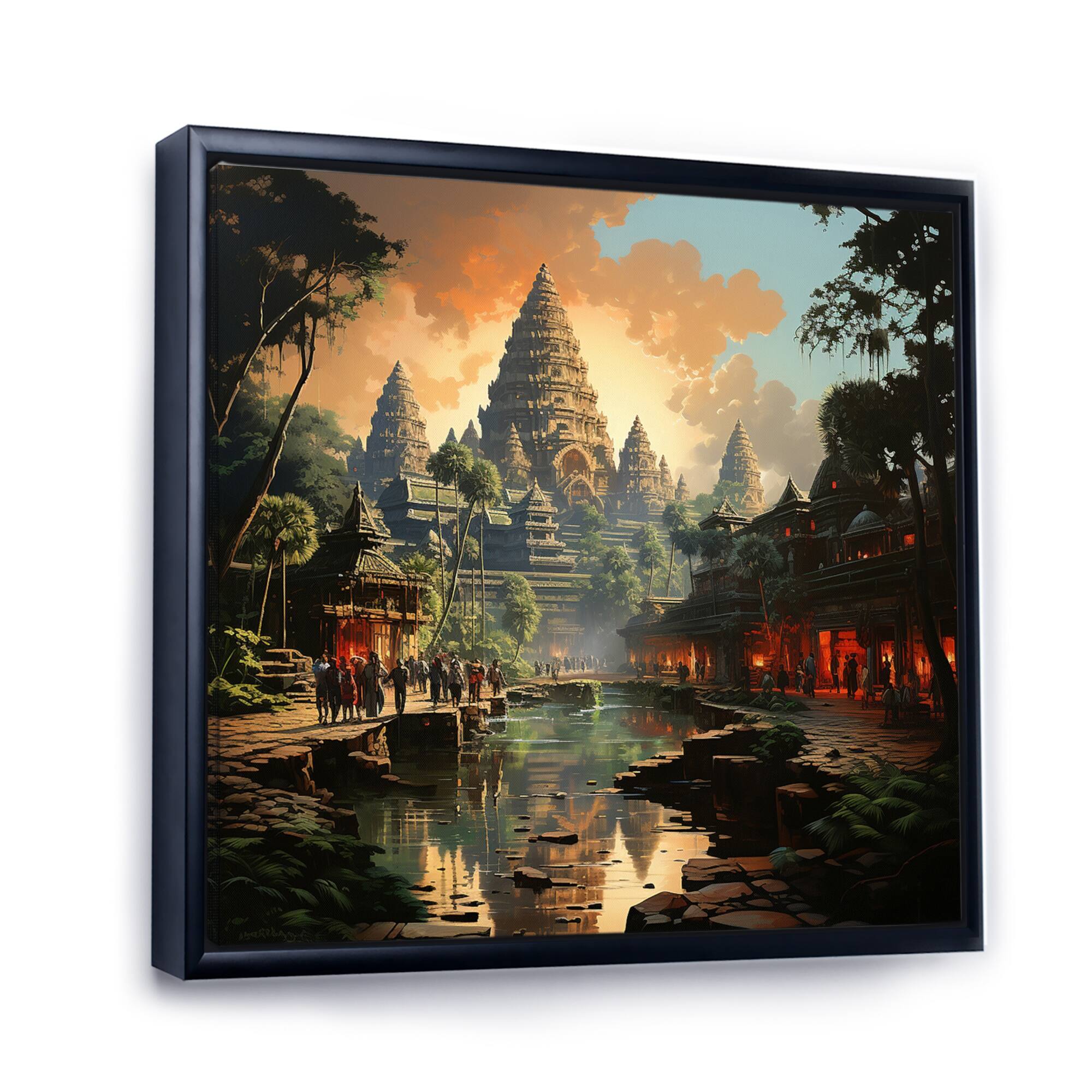 Designart "Asian Art Journey To Angkor VII" Asian Framed Wall Art